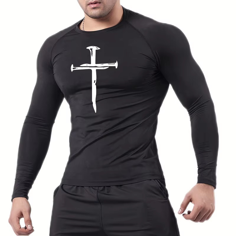 Rash Guard - Hristiyan Spor Kompresyon Tişörtleri Grafik Baskılı