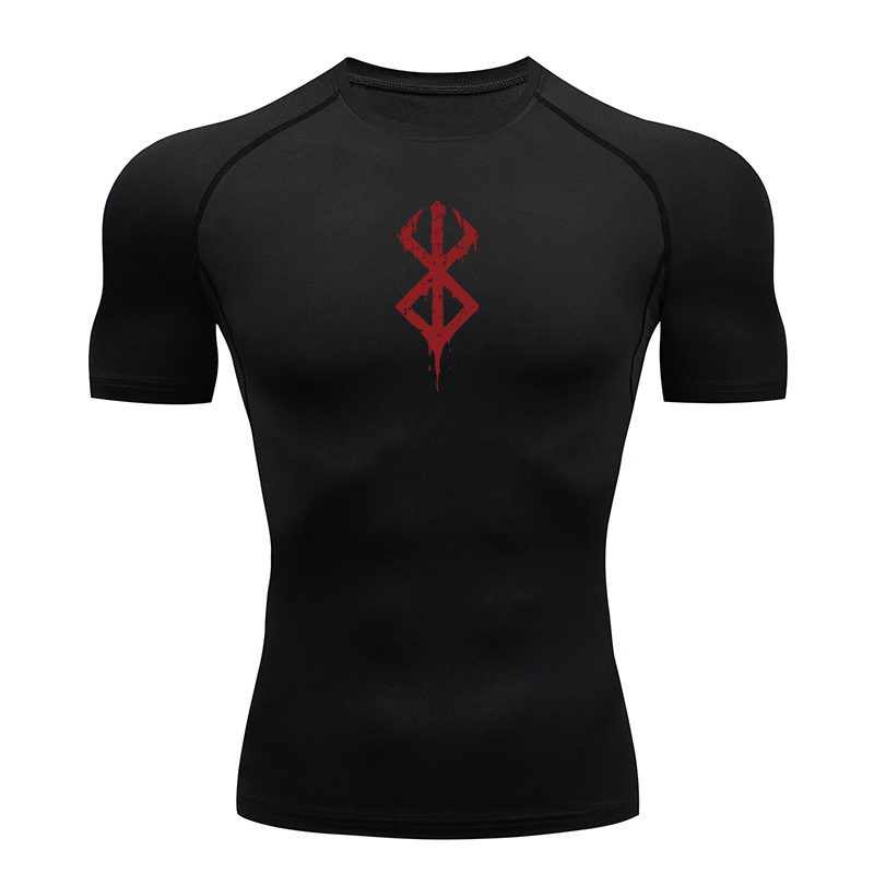 Rash Guard - Erkek Baskılı Kompresyon Tişörtleri Yazlık Kısa