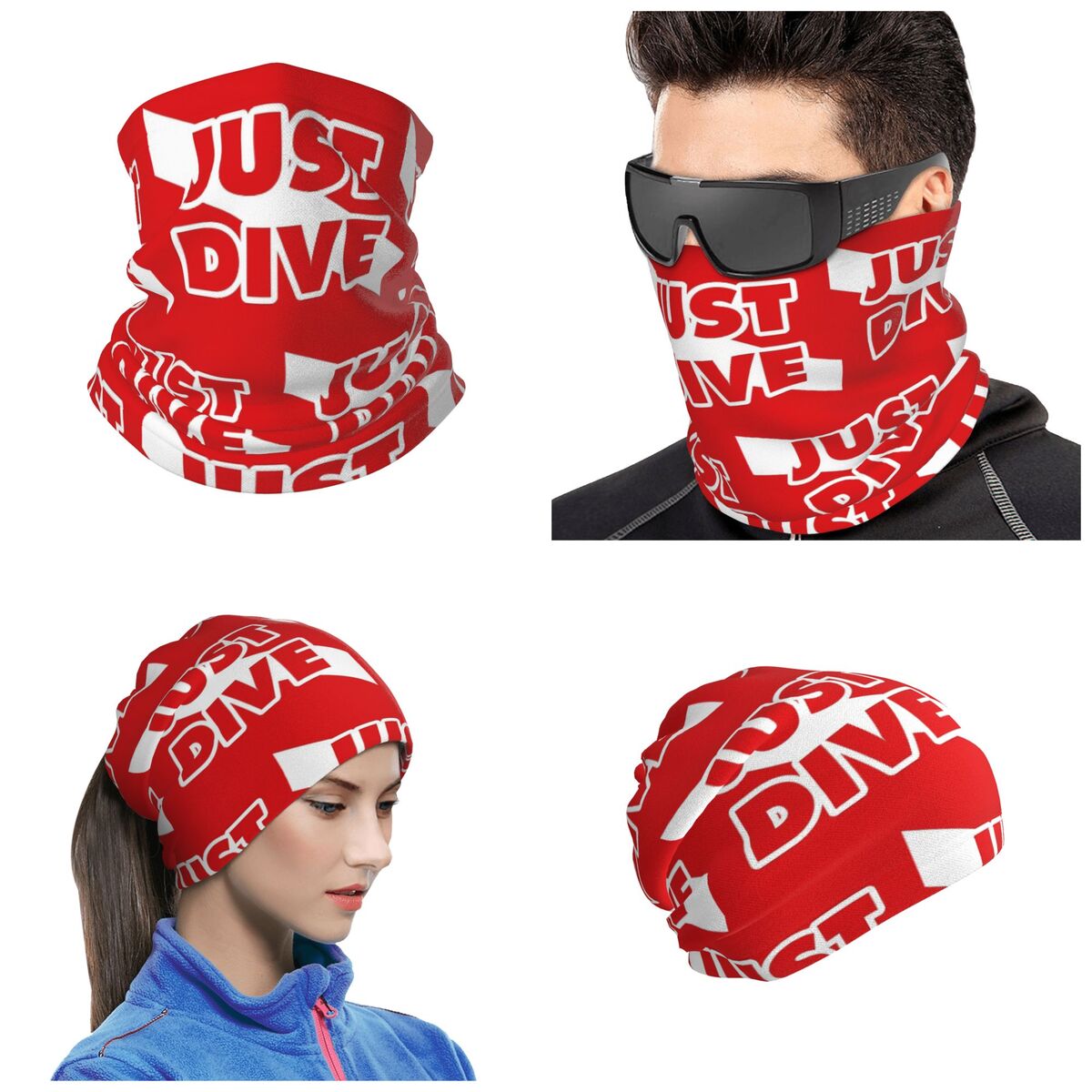 Diving Mask - Just Dive, Dalış Bayrağı Desenli Bandana,